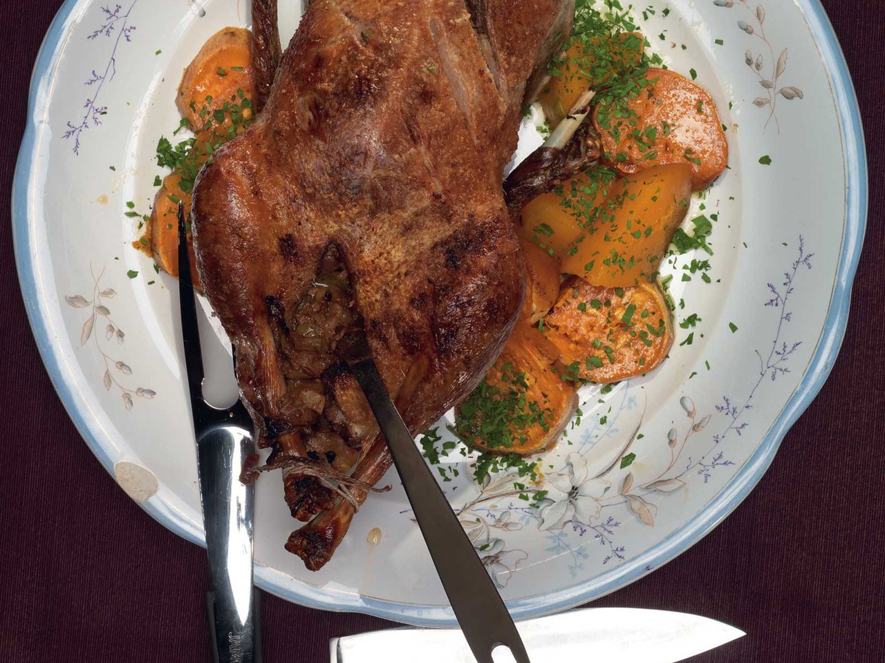 Goose with Apple Chutney and Roasted Vegetables