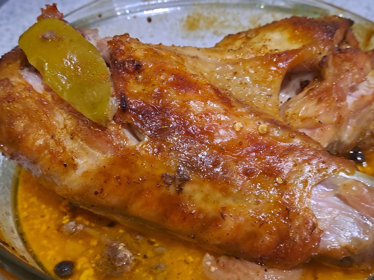Turkey Wing with Green Apple in the Oven