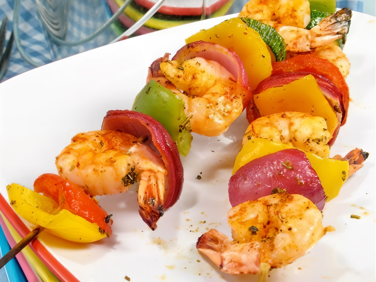 Vegetable Skewers with Shrimp