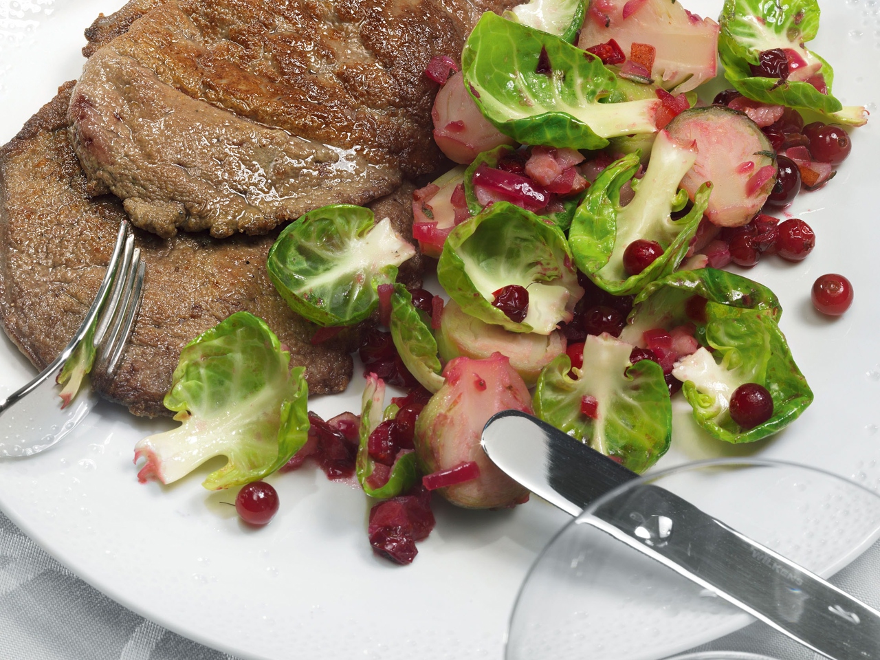 Liver with Sage, Cranberries, and Brussels Sprouts