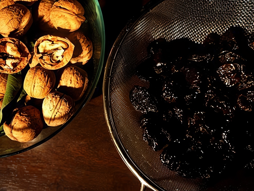 Prunes Stuffed with Walnuts in Sour Cream Sauce