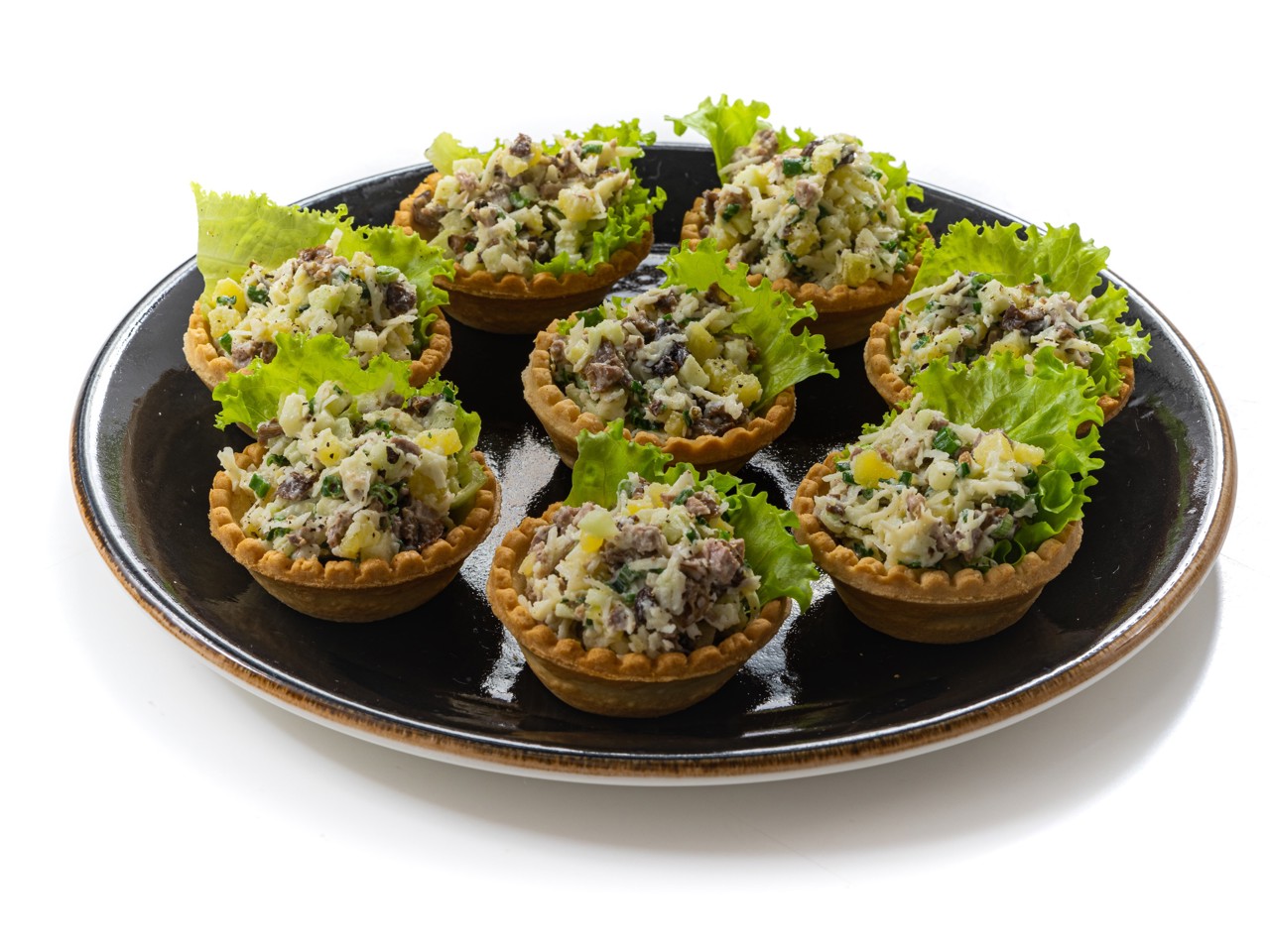 Tartlets with Meat and Pickled Mushrooms