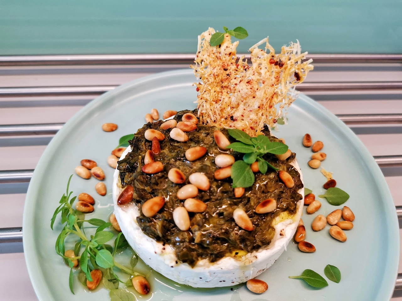 Baked Camembert with Sorrel and Basil