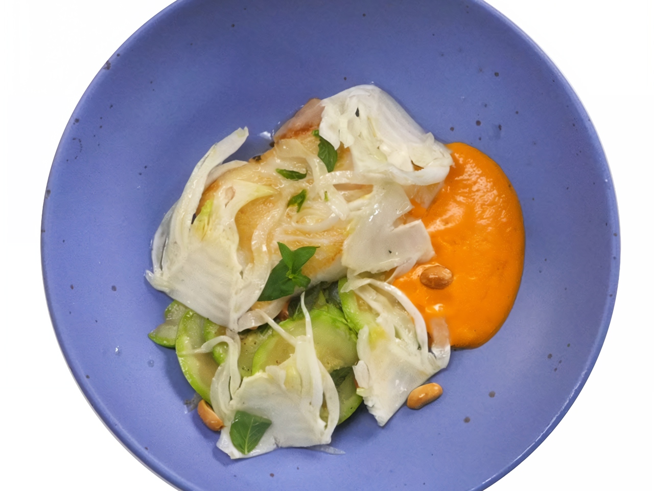 Halibut with Zucchini and Crispy Fennel