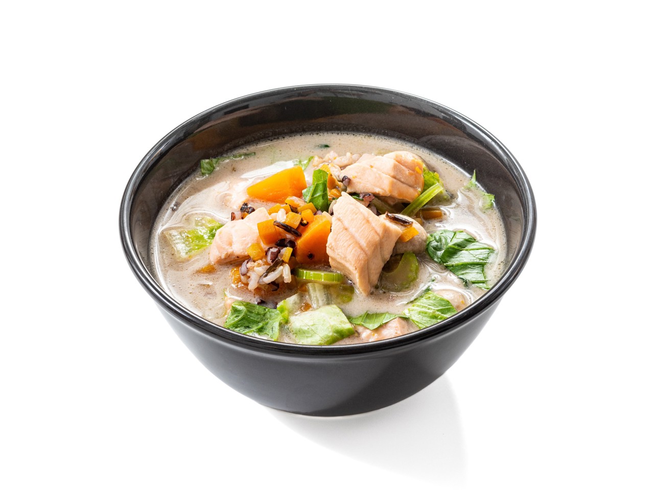 Coconut Soup with Salmon and Rice