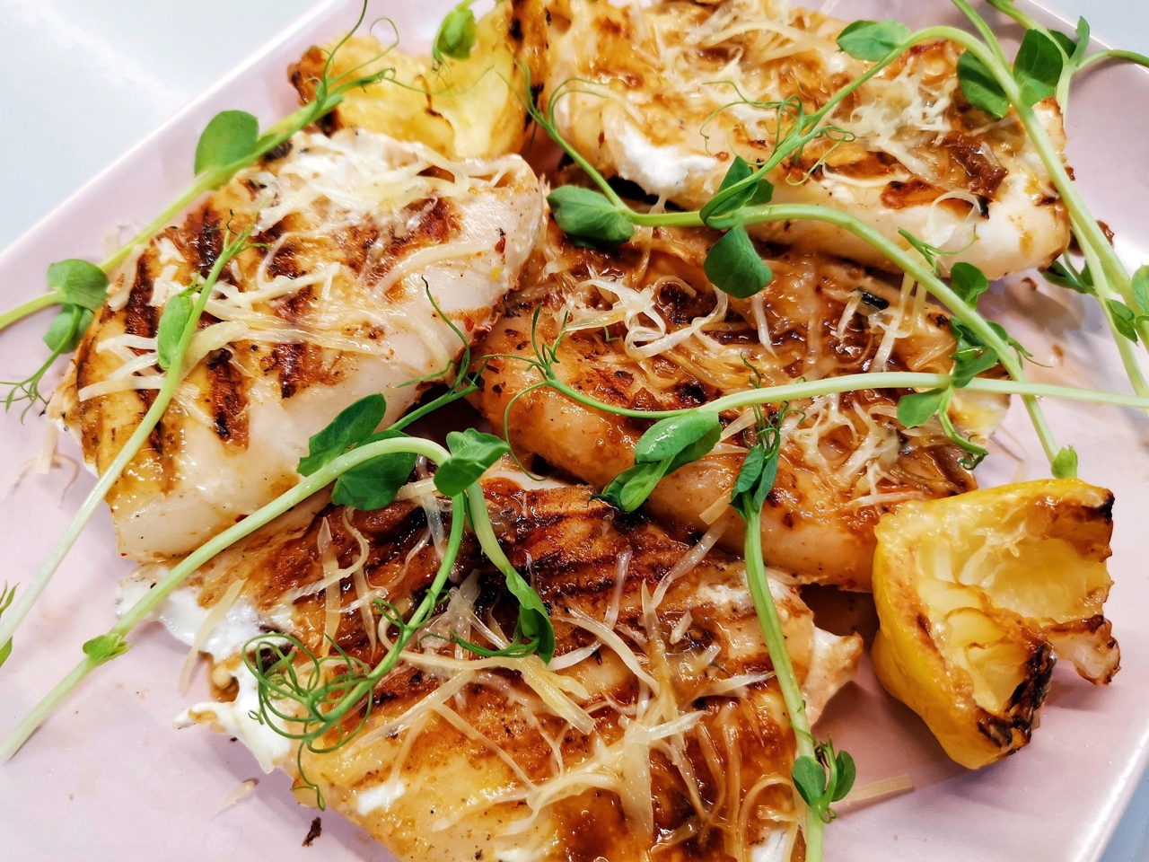 Tender Creamy Squid on the Grill Pan