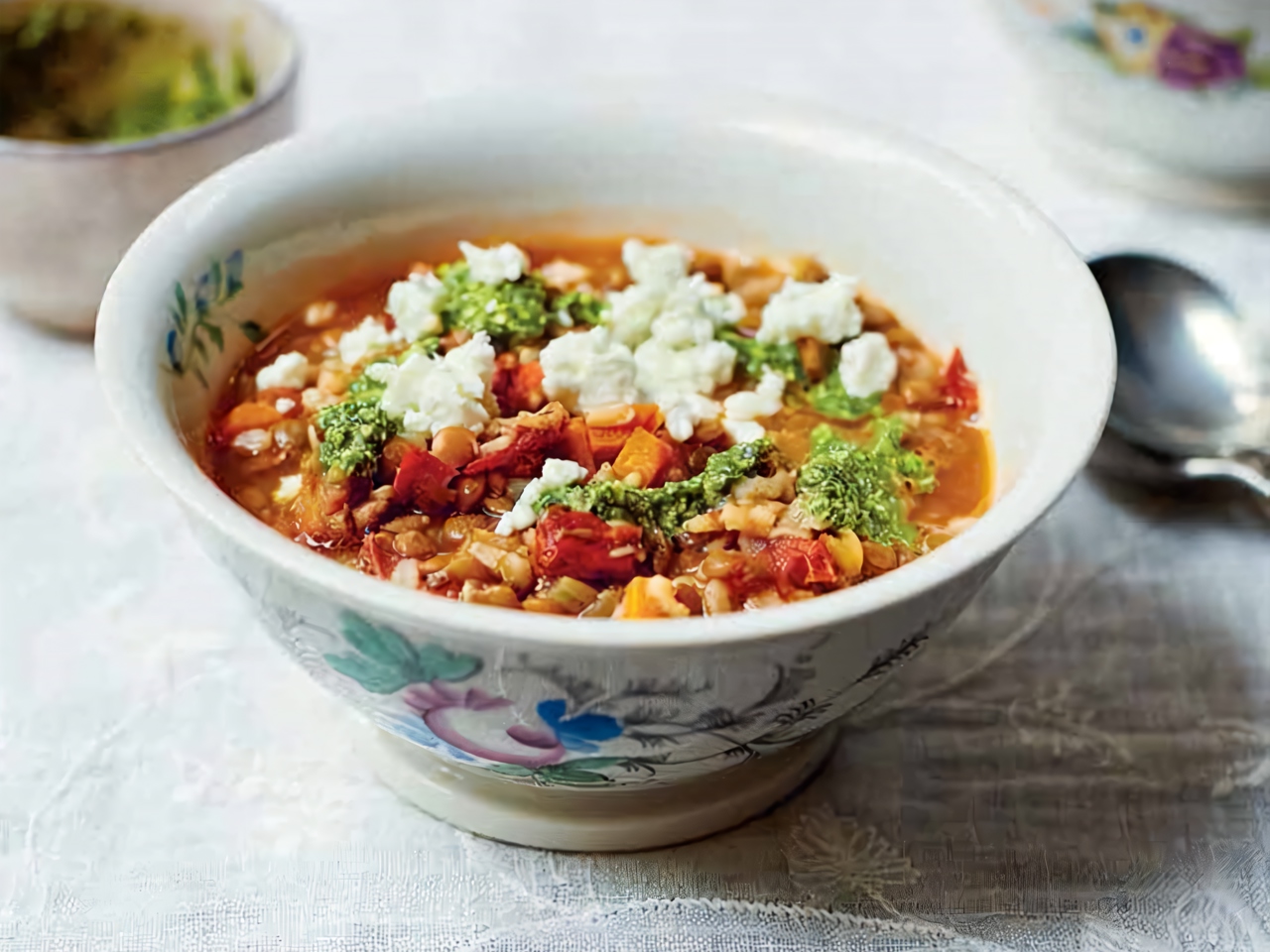 Tajik Rice Soup with Green Lentils