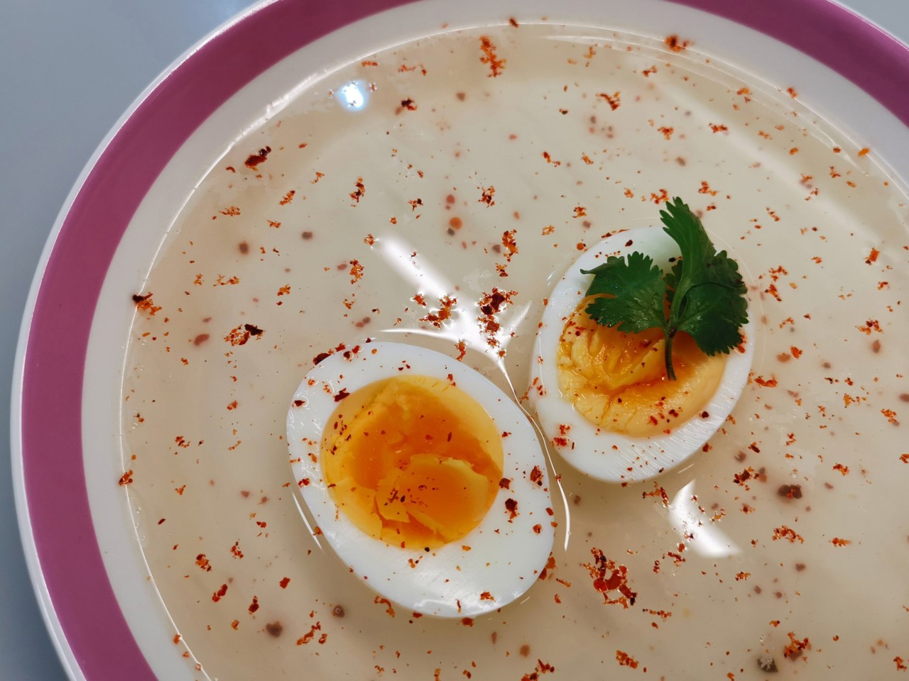 Light Chicken Broth with Boiled Egg