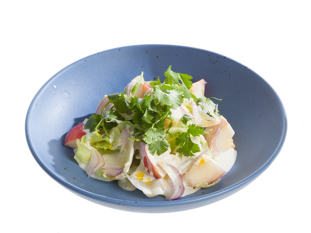 Nectarine Salad with Iceberg Lettuce and Blue Cheese Dressing