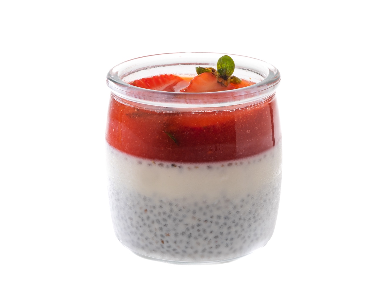 Panna Cotta with Strawberry and Chia Seeds