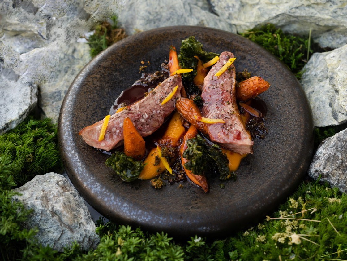 Duck with Carrot Confit and Red Orange Sauce
