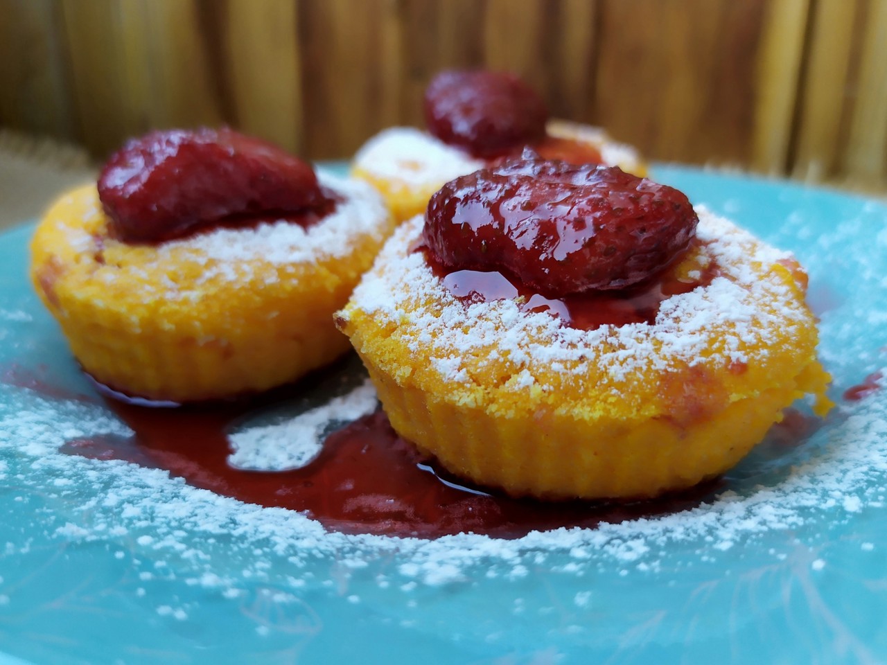 Carrot Soufflé with Strawberry Topping