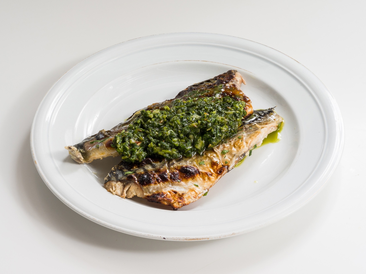 Grilled Mackerel with Green Sauce