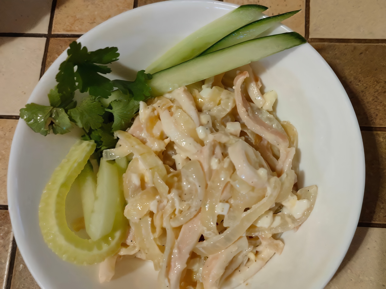 Squid Salad with Fried Onions