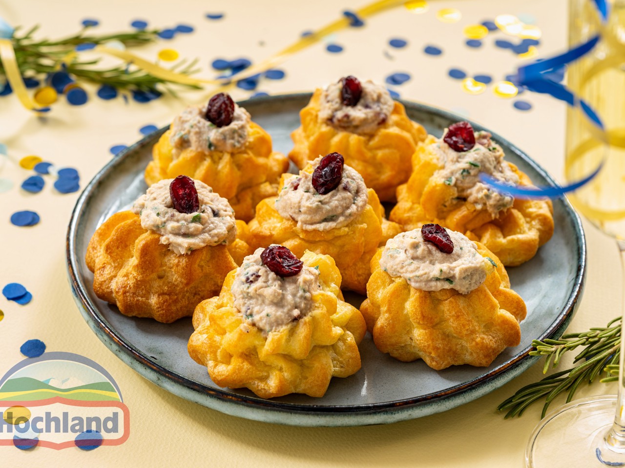 Profiteroles with Creamy Tuna and Dried Cranberries