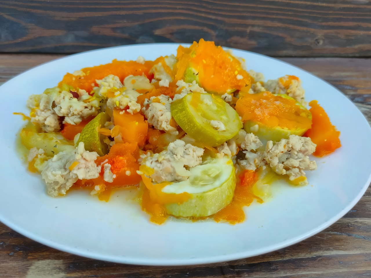 Pumpkin and Zucchini Casserole with Chicken Mince