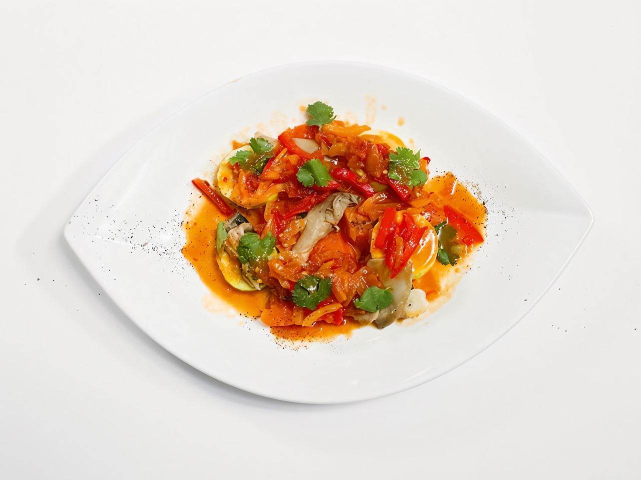 Pumpkin Stew with Oyster Mushrooms and Lecho Sauce