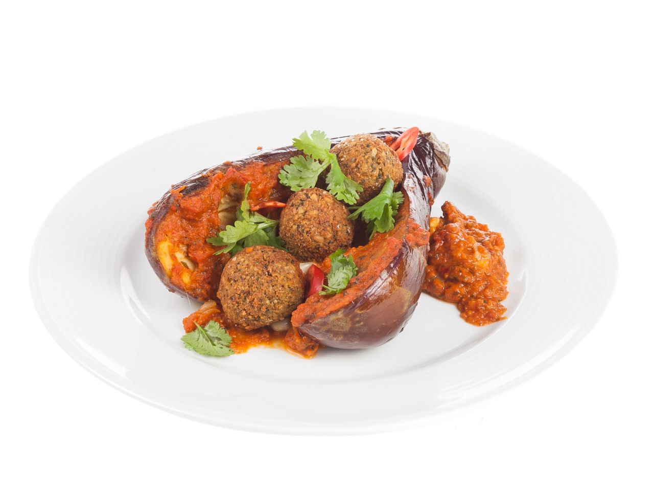 Baked Eggplant with Falafel