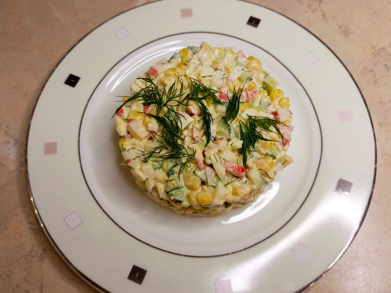 Crab Salad with Corn and Fresh Cucumbers