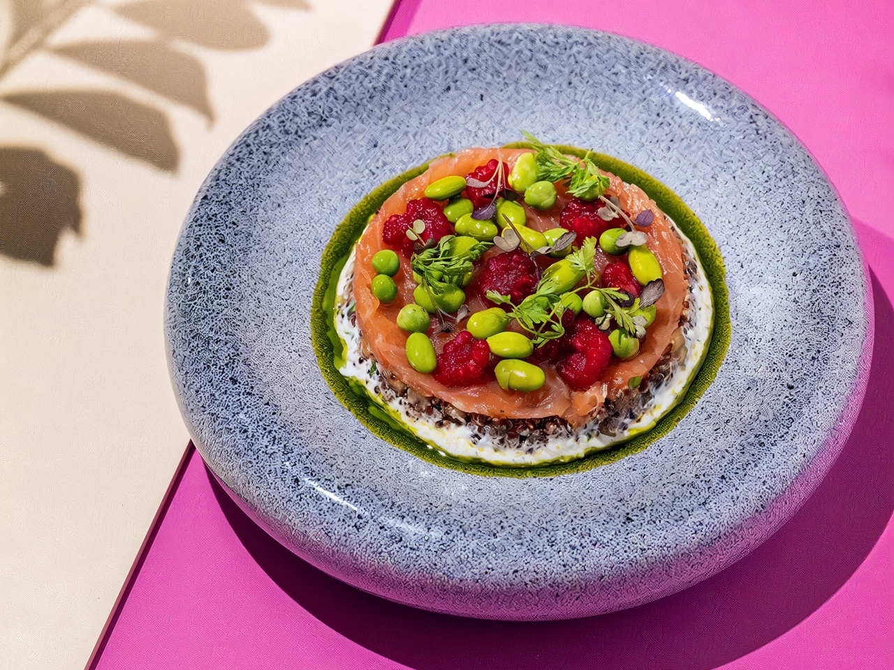 Amaranth Tabbouleh Salad with Salmon and Tzatziki Sauce