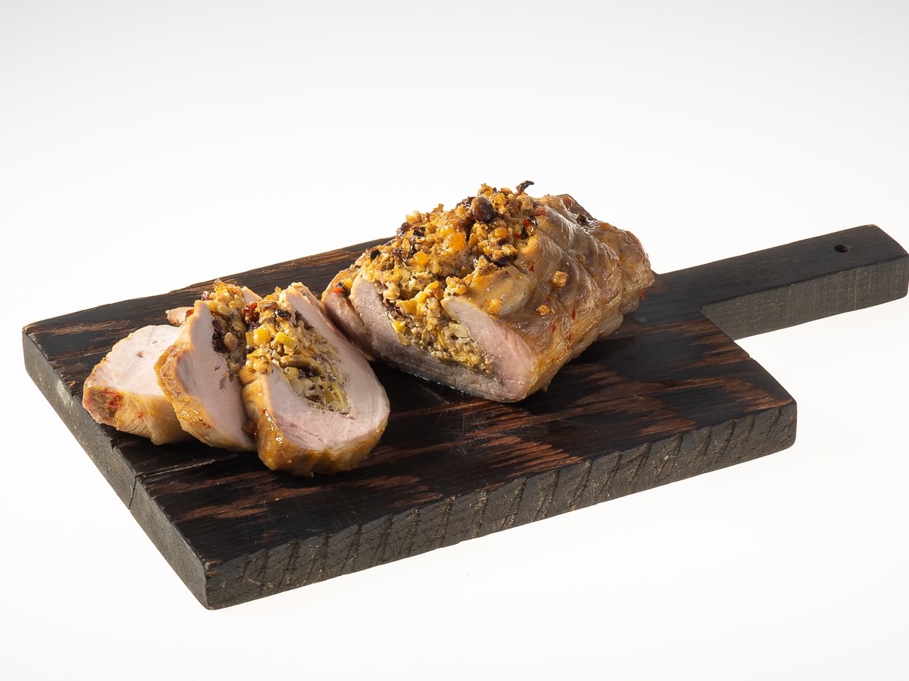 Oven-Baked Ham with Apple and Dried Fruits in Orange Glaze