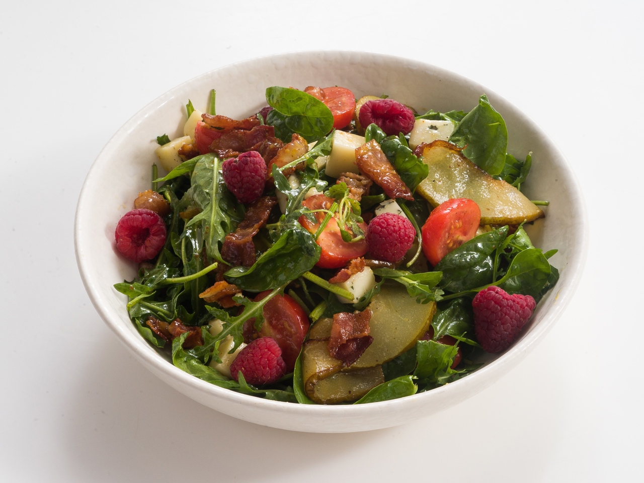 Salad with Smoked Bacon, Pear, and Blue Cheese