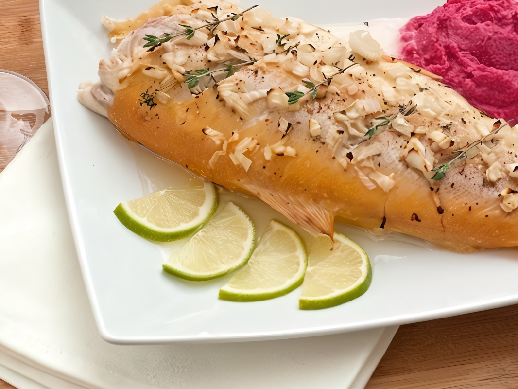 Amber Trout Baked with Onions – European recipe