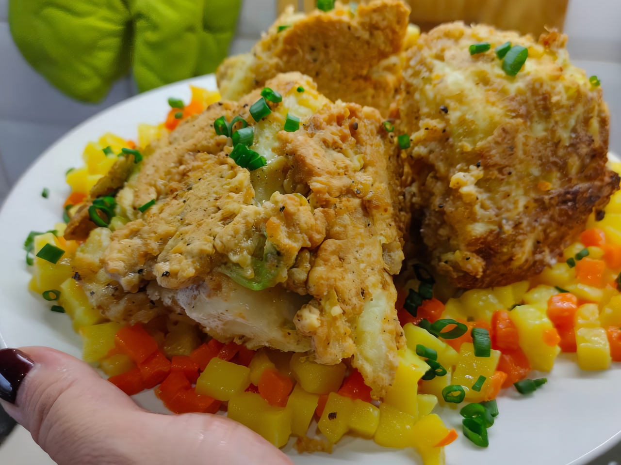 Breaded Cabbage on a Vegetable Bed