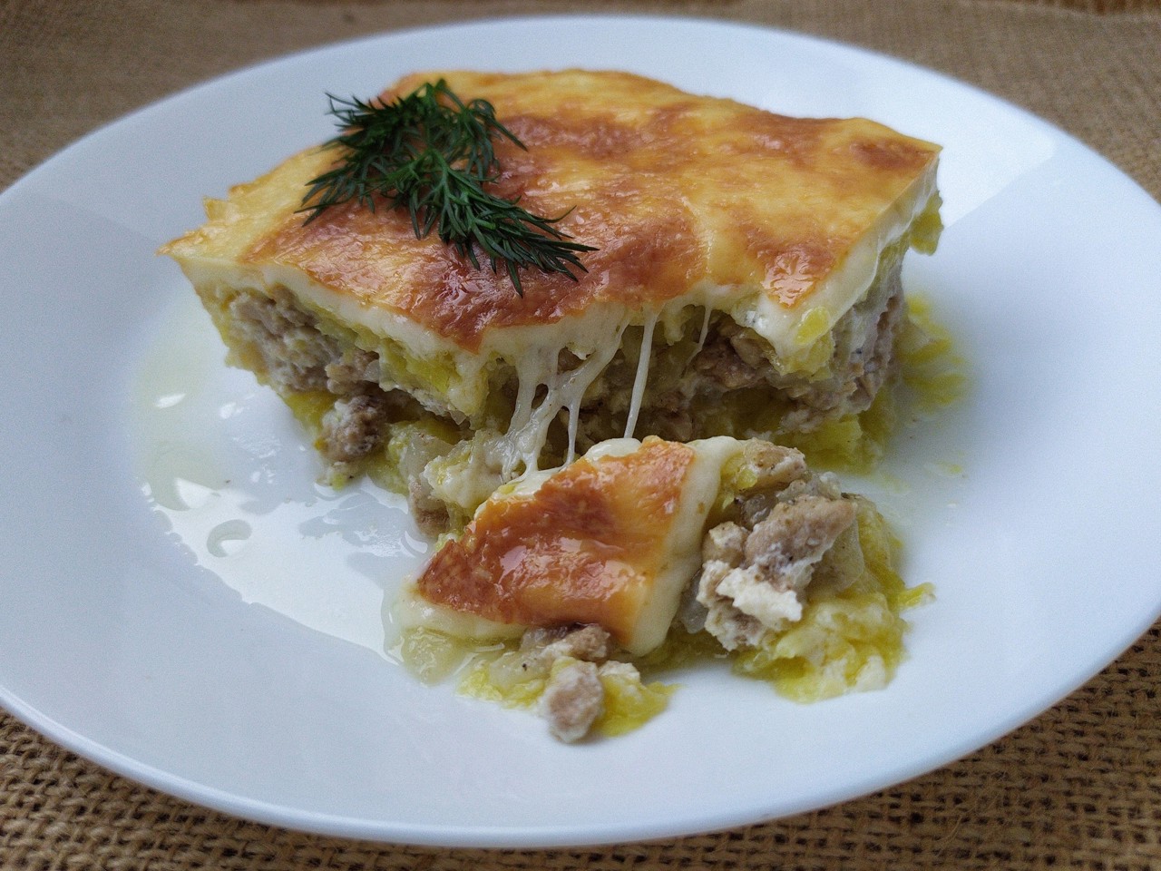 Zucchini Casserole with Minced Meat and Mozzarella