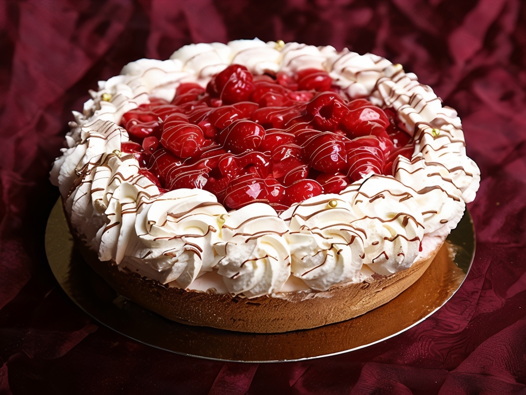 Almond Cake with Raspberries and Whipped Cream – American recipe