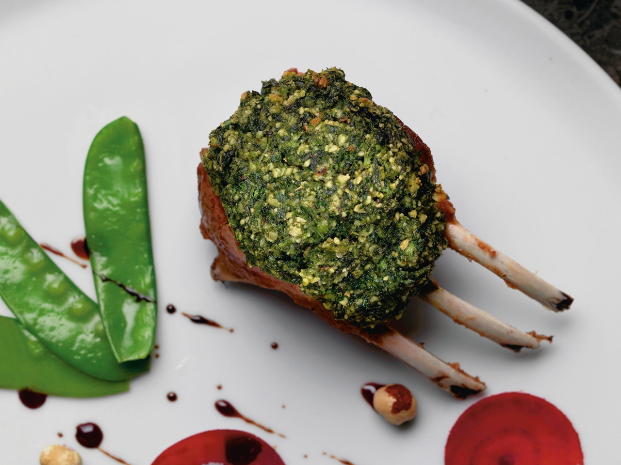 Lamb Rack in a Hazelnut and Cilantro Crust