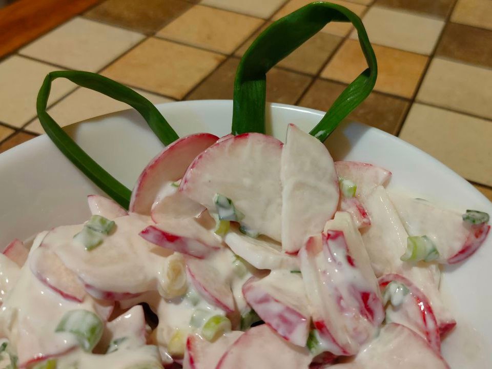 Radish and Green Onion Salad with Sour Cream