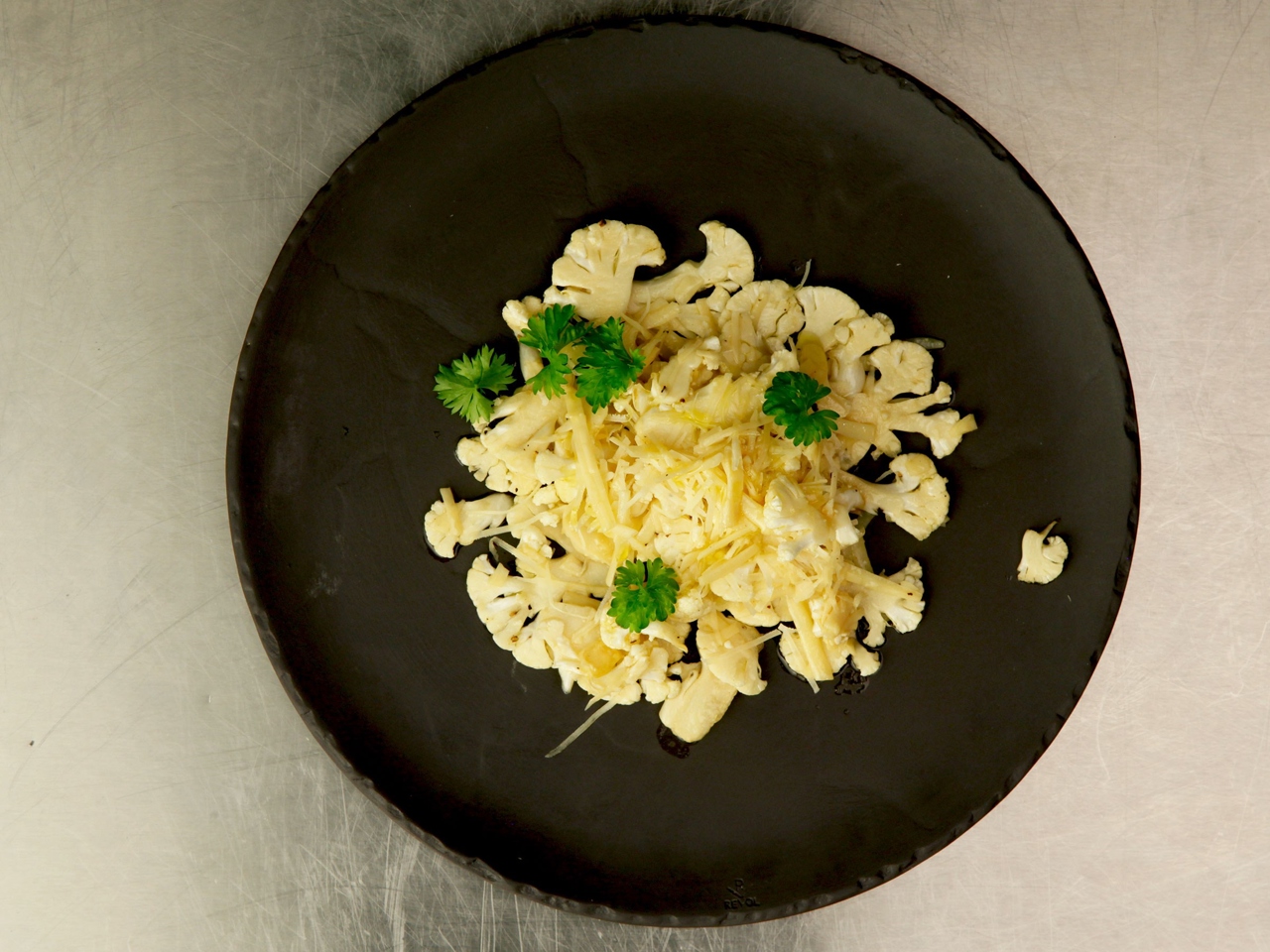 Cauliflower Carpaccio with Ponzu Sauce and Parmesan
