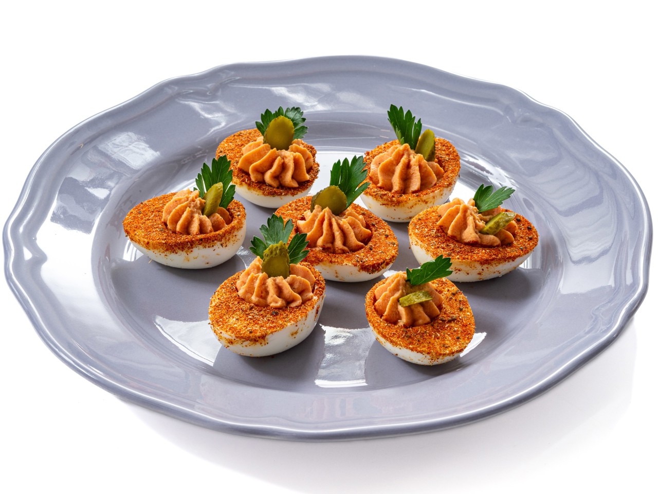 Spicy Stuffed Eggs with Tomato Filling