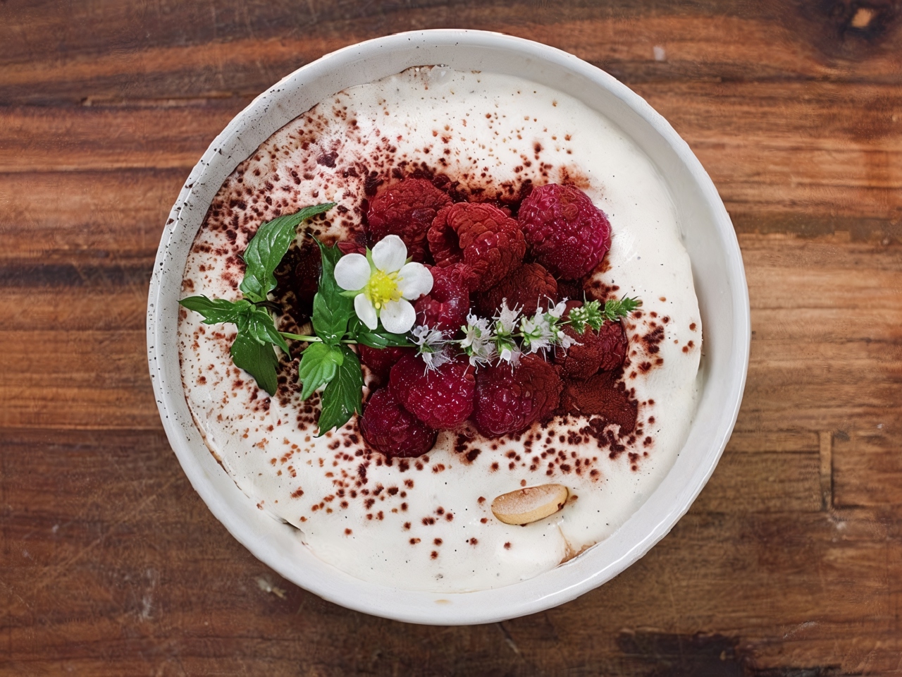 Quick Tiramisu with Raspberries and Mint