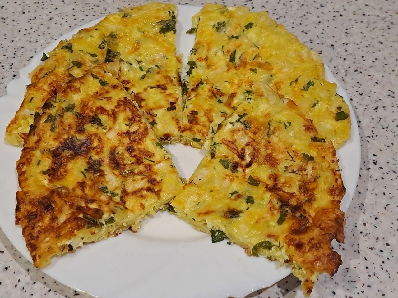 Lazy Breakfast with Cottage Cheese, Lavash, Eggs, Greens, and Hard Cheese