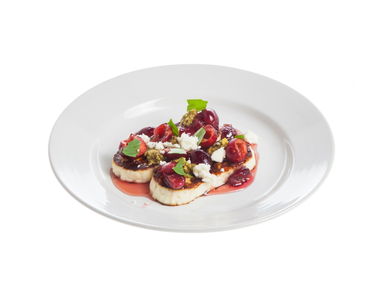 Fried Cheese with Cherry Chutney