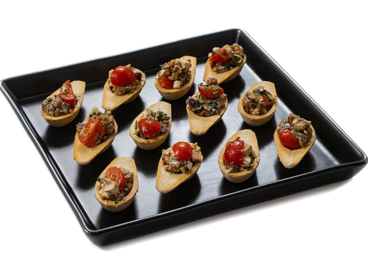Eggplant, Feta, and Nut Tartlets