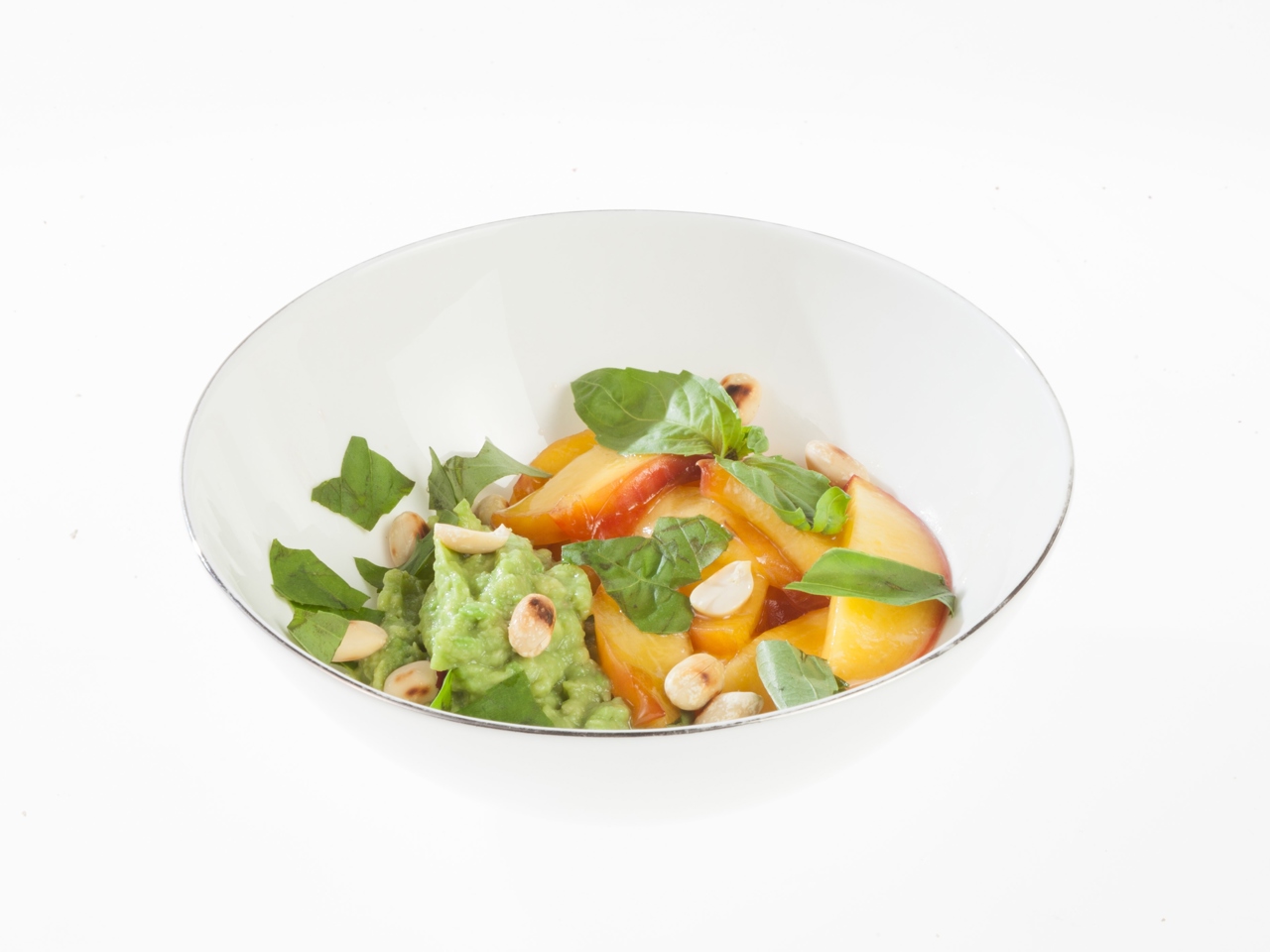 Avocado Mousse with Peaches and Basil