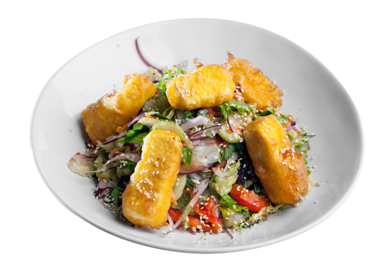 Salad with Fried Tofu and Sesame