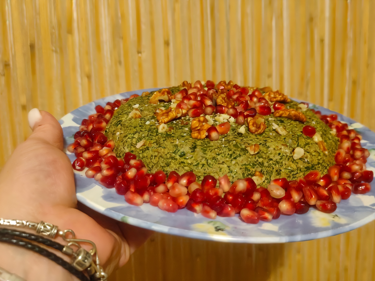 Chicken, Walnut, and Herb Salad with Pomegranate