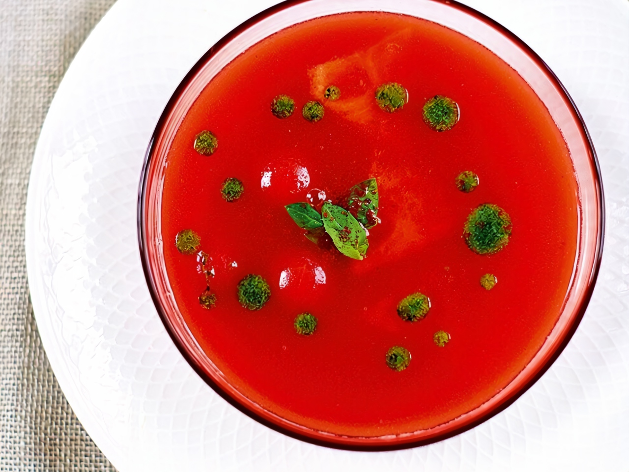 Watermelon, Tomato, and Basil Soup