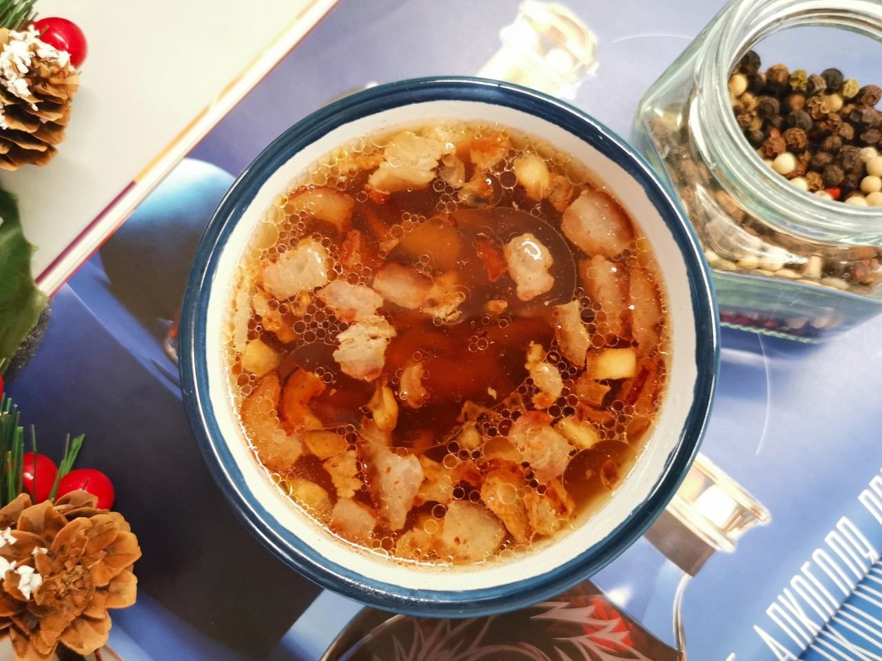 Consommé with Bacon and Mushrooms