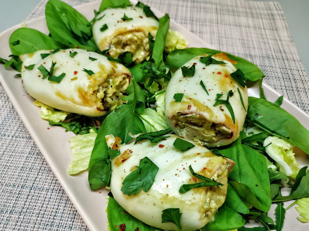 Stuffed Squid with Mushrooms and Cheese