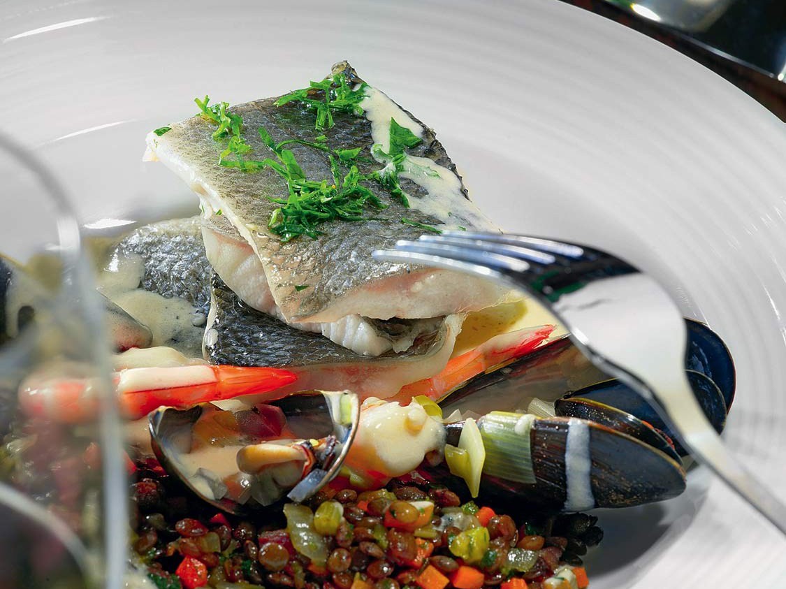Sea Bass Cooked in Duck Fat
