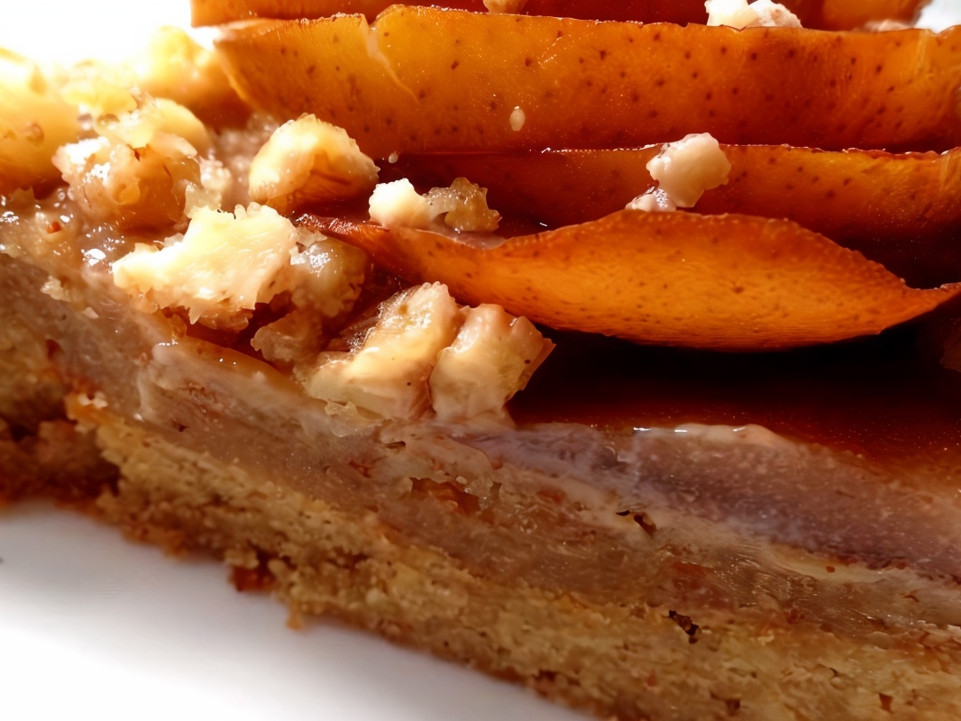 Almond Tart with Cream and Pears – French recipe