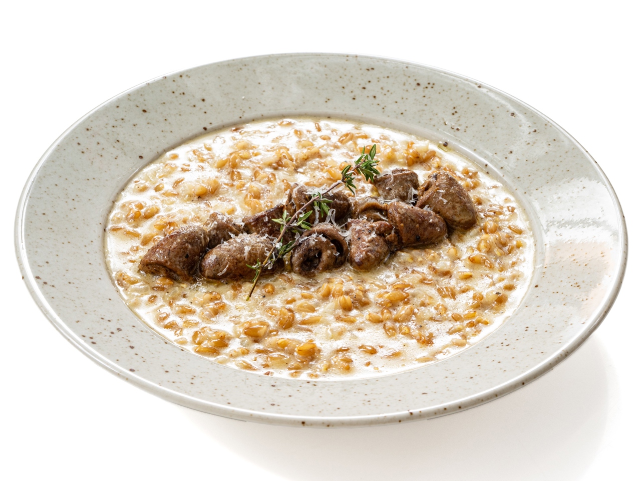 Farro Risotto with Chicken Hearts – Italian recipe