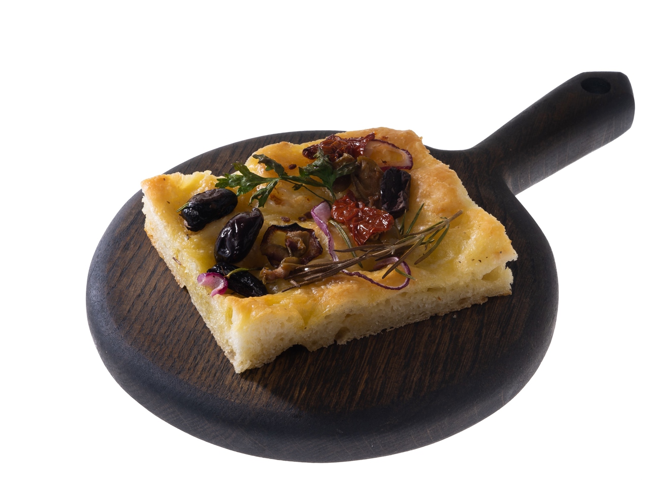 Focaccia with Onions, Sun-Dried Tomatoes, and Olives