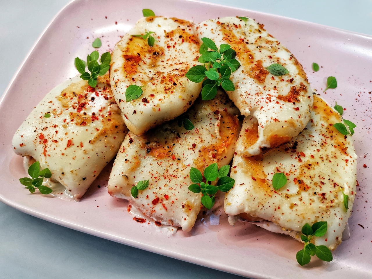 Stuffed Squid with Cream Cheese and Mushrooms