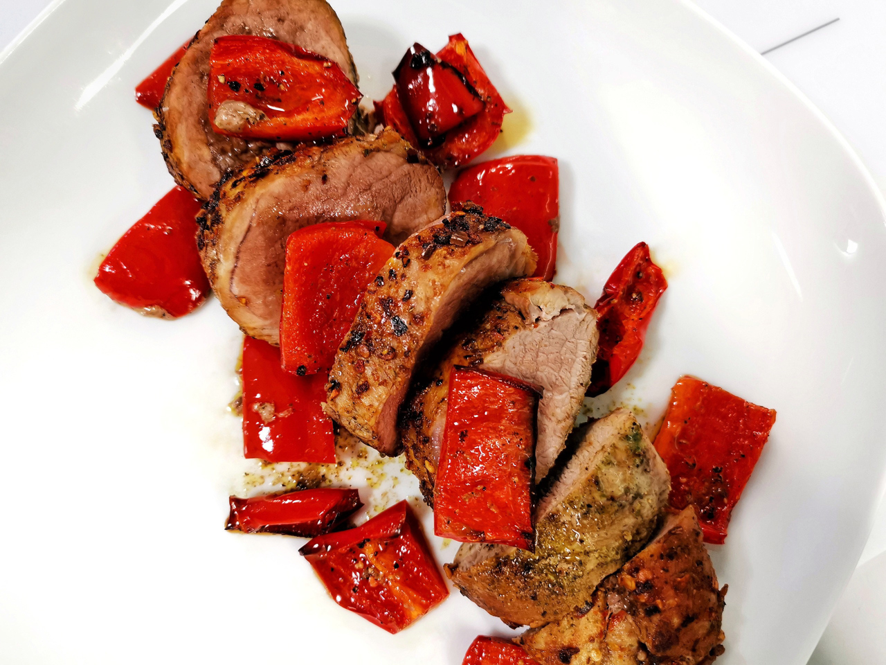 Pork Tenderloin Baked with Bell Pepper